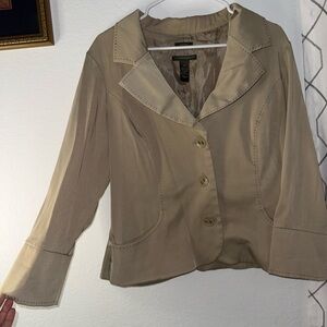 Hillard & Hanson Beige Blazer with Button Accents